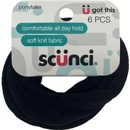 Scunci Ponytailer Black Knit  6 Pack