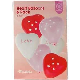 Mirabella Valentine's Day Heart Balloons  6 Pack