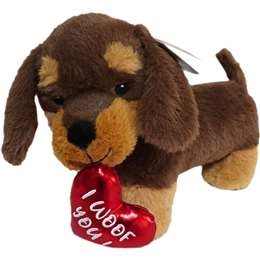 Valentine's Day Novelty Plush Dog Brown  Each