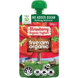 Five:am Organic Yoghurt No Added Sugar Strawberry 130g