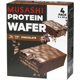 Musashi Protein Wafer Bars Chocolate 40g X 4 Pack