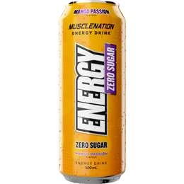 Muscle Nation Energy Drink Zero Sugar Mango Passion Flavour 500ml