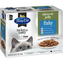 Fussy Cat Fishy Slices & Jelly Cat Food 80g X 12 Pack