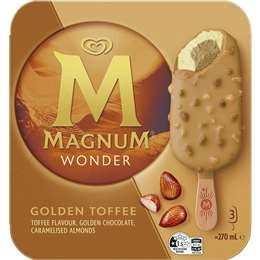 Magnum Wonder Golden Toffee Frozen Dessert Sticks 3 Pack