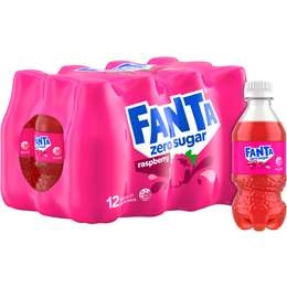 Fanta Zero Sugar Rasperry Soft Drink Bottles 300ml X 12 Pack