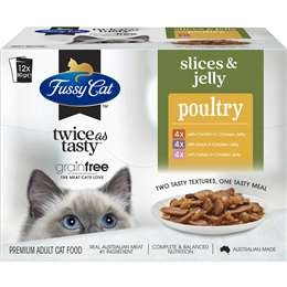 Fussy Cat Slices & Jelly Poultry Cat Food 80g X 12 Pack