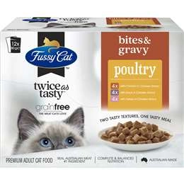 Fussy Cat Poultry Bites & Gravy Cat Food 80g X 12 Pack