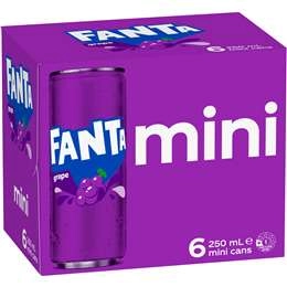 Fanta Grape Soft Drink Mini Cans  250ml X 6 Pack