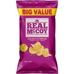 The Real Mccoy Thin Cut Chips Sea Salt & Vinegar Value Pack 220g