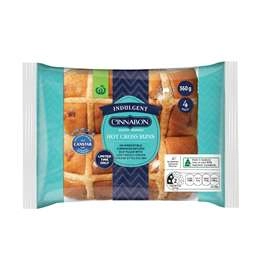 Woolworths Easter Indulgent Hot Cross Buns Filled With Cinnabon 4 Pack