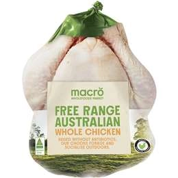 Macro Free Range Australian Whole Chicken 1.2kg -.2kg