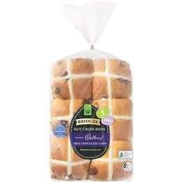 Woolworths Cadbury Milk Chocolate Brioche Hot Cross Buns 6 Pack