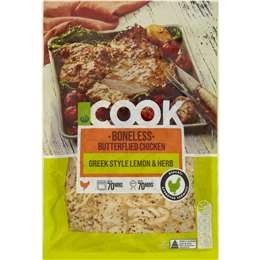 Woolworths Cook Boneless Butterflied Chicken Greek Style 850g - 1.25kg