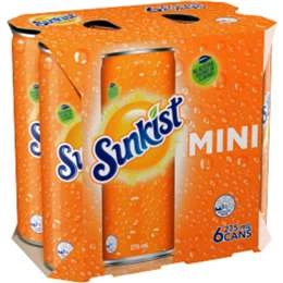 Sunkist Soft Drink Mini Cans  275ml X 6 Pack