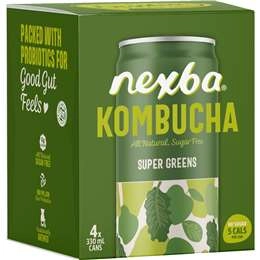 Nexba Kombucha Super Greens Cans  330ml X 4 Pack