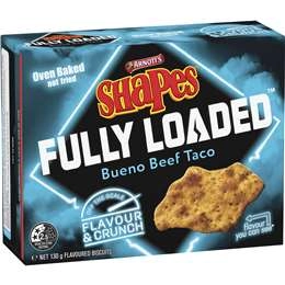 Arnott's Shapes Fully Loaded Bueno Beef Taco Cracker Biscuits 130g