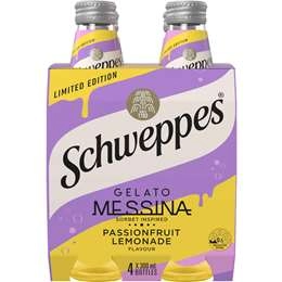 Schweppes Messina Passionfruit Lemonade Soft Drink 300ml X 4 Pack