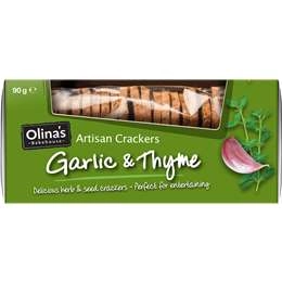 Olina's Bakehouse Artisan Crackers Garlic & Thyme 90g