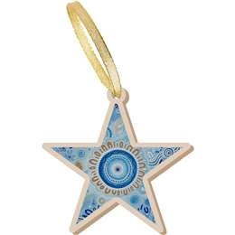 Chern'ee Christmas Wooden Star Hanging Ornament Each