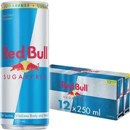 Red Bull Energy Drink Sugar Free Cans 250ml X 12 Pack