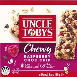 Uncle Tobys Chewy Raspberry Choc Chip Muesli Bars 6 Pack