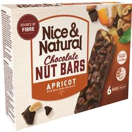 Nice & Natural Chocolate Nut Bar Apricot 180g X6 Pack