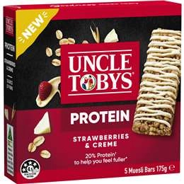 Uncle Tobys Strawberries & Creme Protein Muesli Bars 5 Pack