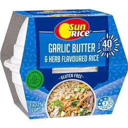 Sunrice Microwave Garlic Butter & Herb Flavoured Rice 125g X 2 Pack