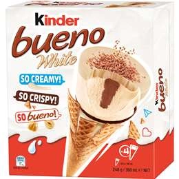 Kinder Bueno White Frozen Dessert Cones 4 Pack