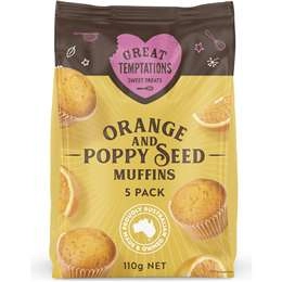 Great Temptations Orange & Poppyseed Muffins  5 Pack