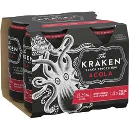 The Kraken Spiced Rum & Cola Can 330ml X 4 Pack