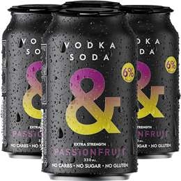 Ampersand Vodka Soda, Black Passionfruit Can 330ml X 4 Pack