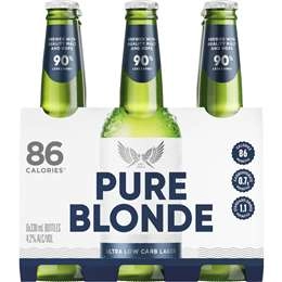 Pure Blonde Ultra Low Carb Lager Bottles 330ml X 6 Pack