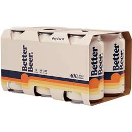  Better Beer Zero Carbs Lager Cans 355ml X 6 Pack