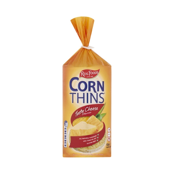 Real Foods Tasty Cheese Corn Thins 125g