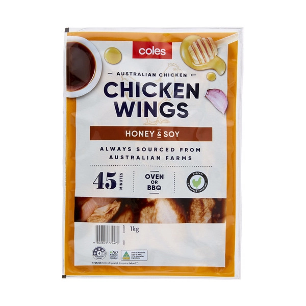 Coles RSPCA Approved Chicken Wings Honey & Soy 1kg