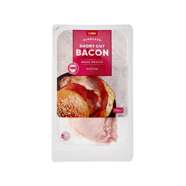 Coles Bacon Shortcut Rindless 200g