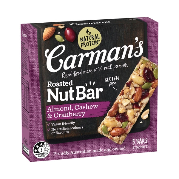 Carman's Almond Cashew & Cranberry Nut Bars 175g