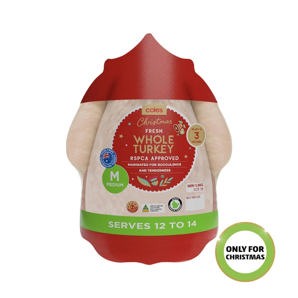 Coles RSPCA Approved Whole Turkey Medium 3.8Kg