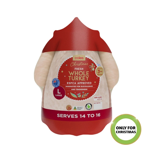 Coles RSPCA Approved Whole Turkey Large 4.6Kg