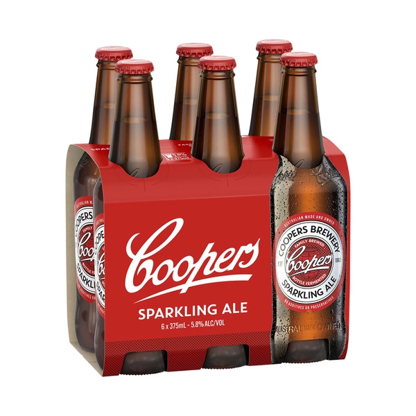 Coopers Sparkling Ale Bottle 375mL 6 Pack