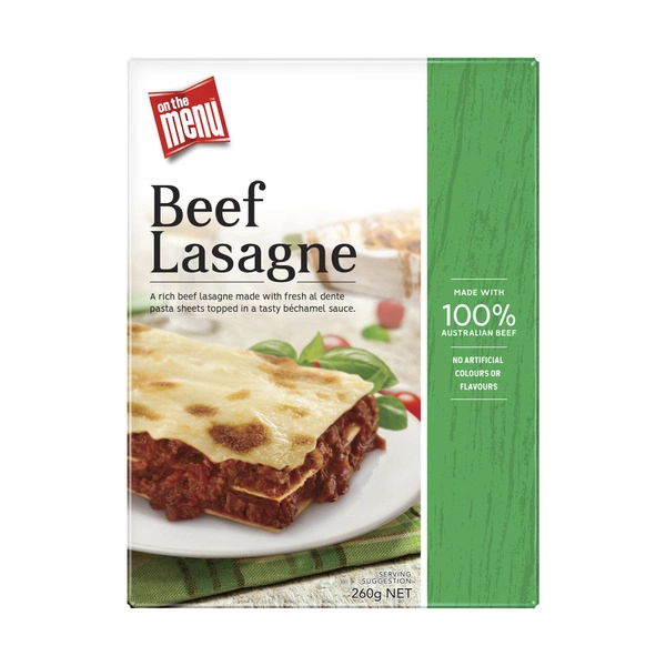 On The Menu Frozen Beef Lasagne 260g