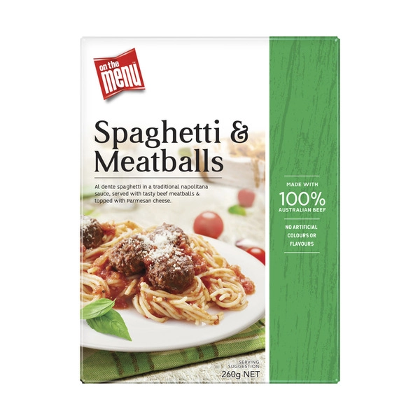 On The Menu Frozen Spaghetti & Meatballs Meal 260g