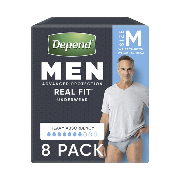 Depend Real Fit Incontinence Underwear Men Medium 8 pack