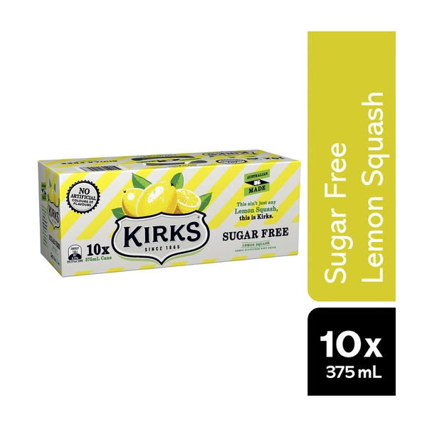 Kirks Sugar Free Lemon Soft Drink 10x375mL 10 Pack