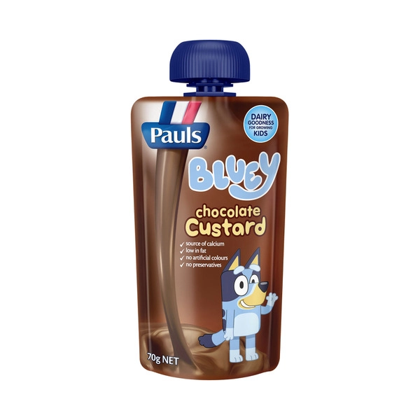 Pauls Kids Custard Pouch Bluey Chocolate 70g