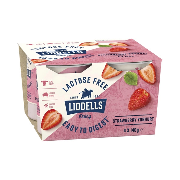 Liddells Strawberry Yoghurt 4X140g 4 Pack