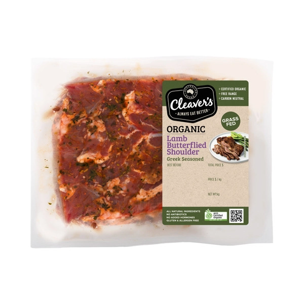 Cleaver's Organic Butterflied Greek Lamb Shoulder approx. 1kg pack