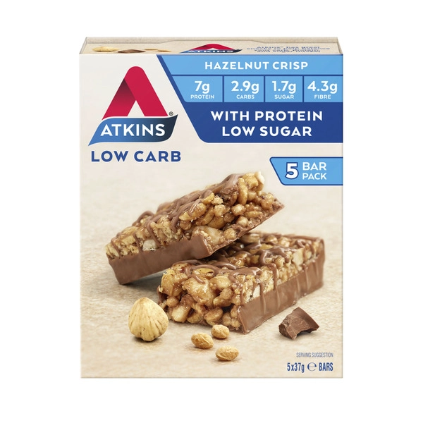 Atkins Low Carb Hazelnut Crisp Bars 185g 5 pack