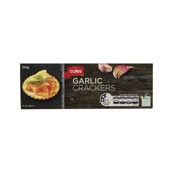 Coles COLES GARLIC CRACKERS 200G 